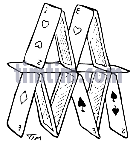 455x487 Free Drawing Of A House Of Cards Bw From The Category Cards Games