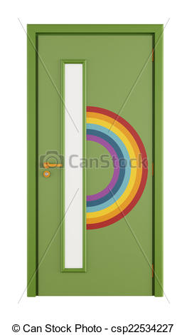 263x470 Playroom Door With Rainbow Isolated On White