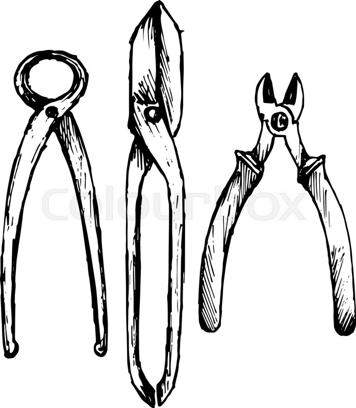 698x800 Nipper Old Used Iron Cutting Pliers Stock Vector Colourbox