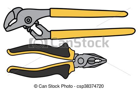 450x290 wrench and combination pliers hand drawing of a wrench