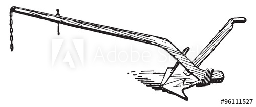 500x209 Plow, Vintage Engraving