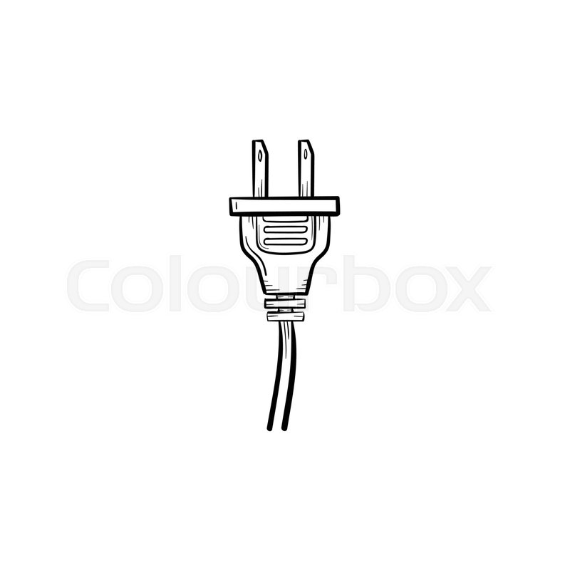 800x800 Electric Plug Hand Drawn Outline Stock Vector Colourbox