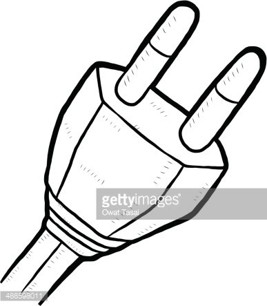 387x443 Electrics Plug Cartoon Hand Drawn Premium Clipart