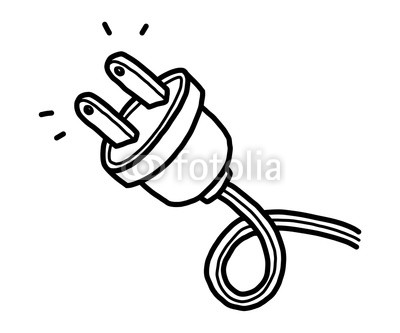 400x333 Plug Cartoon Vector And Illustration, Black And White, Hand