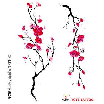 343x343 Temporary Tattoo Stickers Body Arm Wrist Red Plum Blossom Fake Art