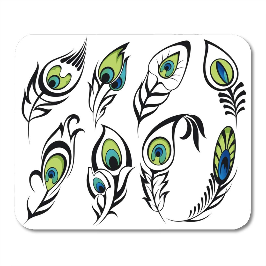 1100x1100 emvency mouse pads pattern black peacock feathers