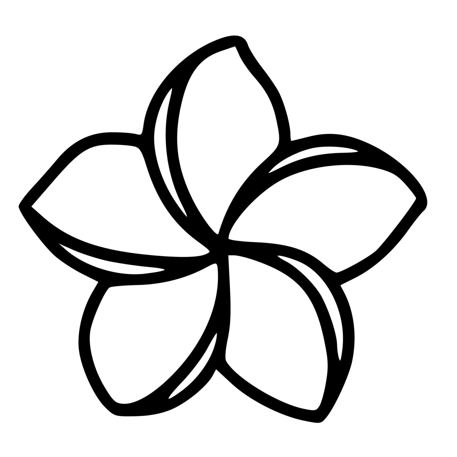 Plumeria Flower Drawing Hawaiian Outline Cut Flowers Decal Drawings Simple ...