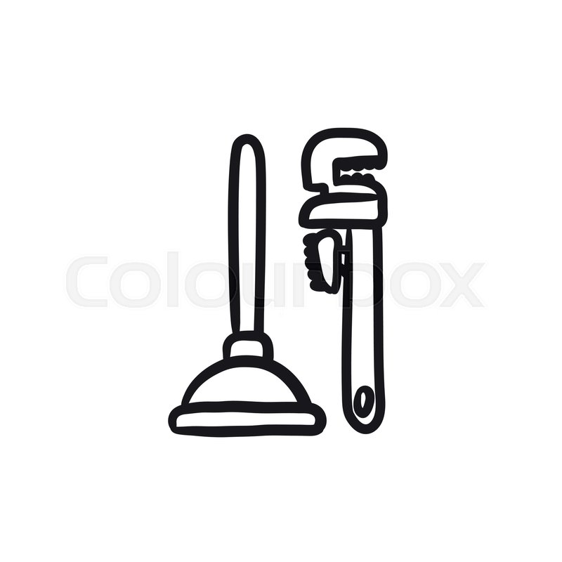 800x800 pipe wrenches and plunger vector stock vector colourbox