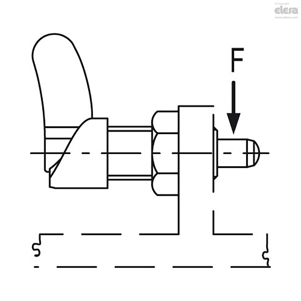 1000x1000 black oxide steel plunger, without locking nut elesa