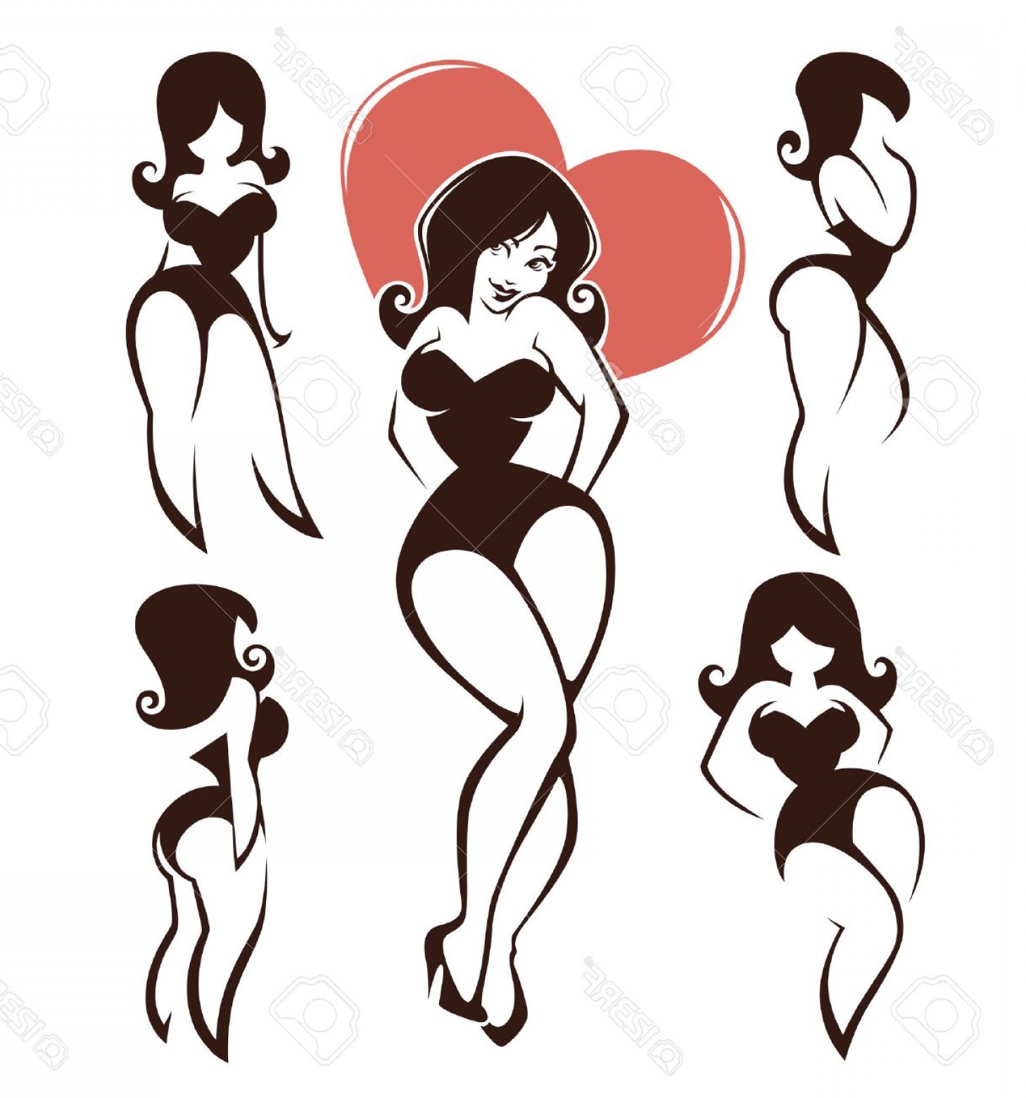 1458x1560 Photostock Vector Vector Collection Of Plus Size Pin Up Girls