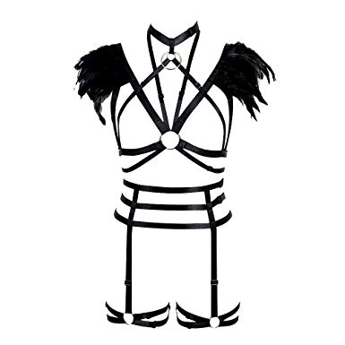 385x385 Feather Body Harness Set Wings Women Festival Rave
