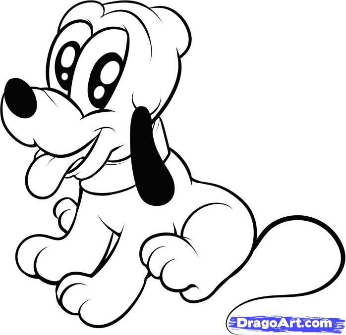 698x677 How To Draw Baby Pluto Step Stencils Disney Drawings