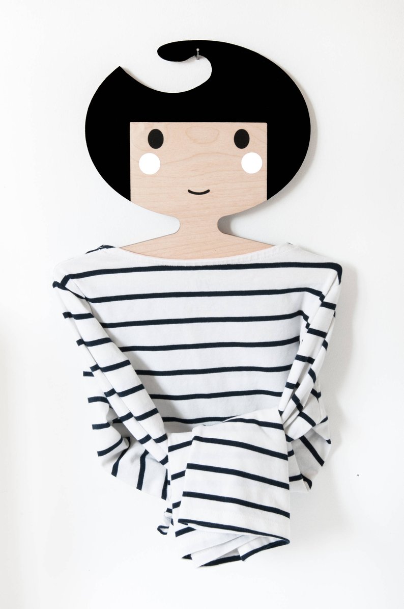794x1195 birch plywood kids clothes and coat hanger girls face with etsy