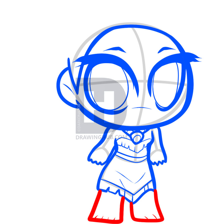 663x720 How To Draw Chibi Pocahontas, Step