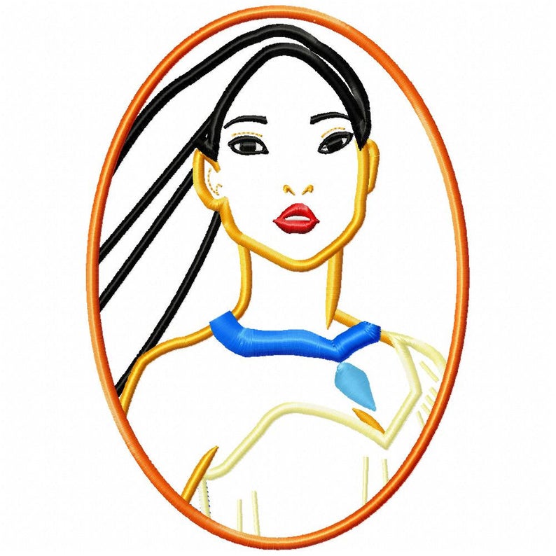 794x794 Pocahontas Cameo Applique Embroidery Design Instant Download Etsy
