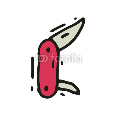 400x400 Hand Drawn Vector Icon Of Small Camping Travel Jackknife Tourist