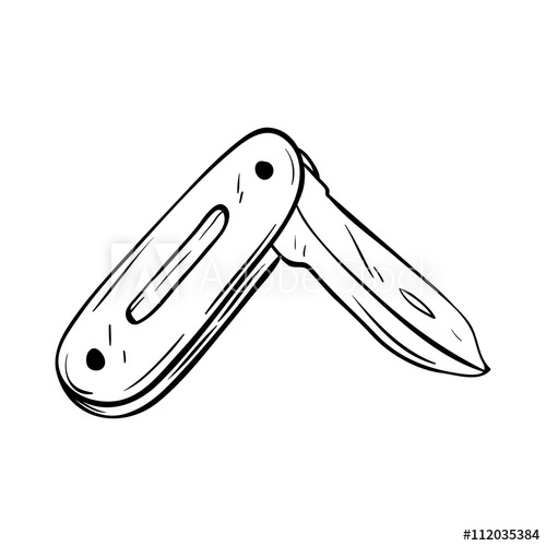 500x500 Illustration Of Folding Or Pocket Knife With Line Art Or Doodle