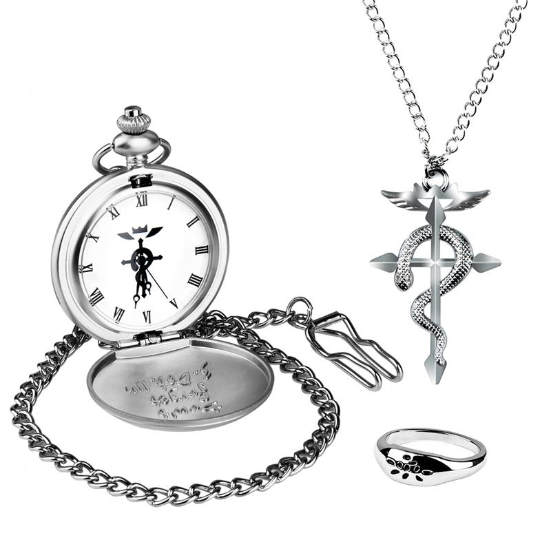 800x800 silver color fullmetal alchemist watch necklace pocket watch man