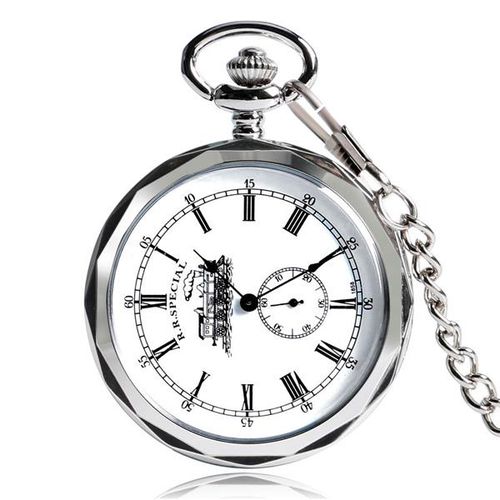 500x500 Vova Steampunk Silver Mechanical Hand Wind Pocket Watch