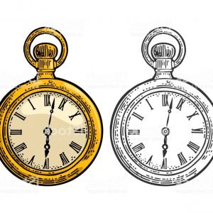 300x300 Pocket Watch Vector Drawing On White Orangiausa
