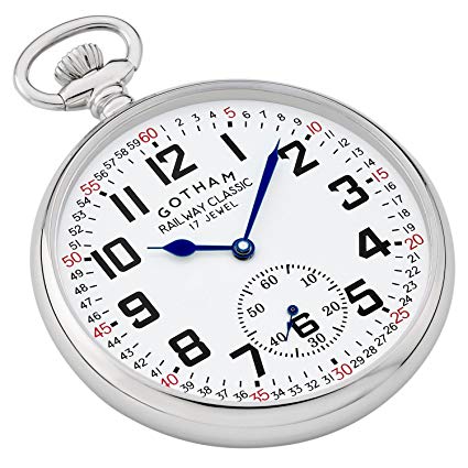 425x425 Gotham Men's Silver Tone Mechanical Hand Wind Railroad