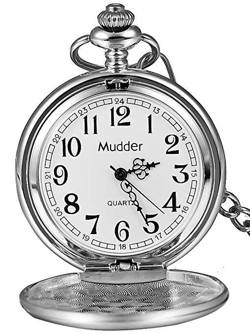 509x679 Mudder Classic Smooth Vintage Steel Mens Pocket Watch