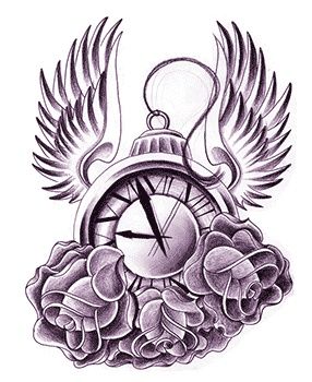 286x350 Urban Ink Tattoo Designs Clock Wings Tattoo Design