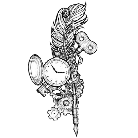 480x480 Feather Feathertattoo Pocketwatch Key Tattoodesign Tatt