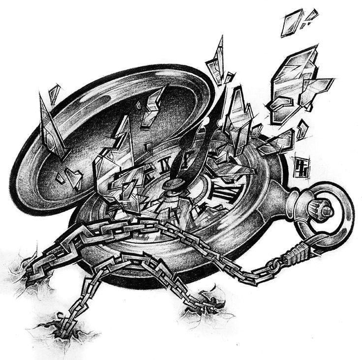 736x732 Broken Pocket Watch Drawing Tattoo Tattooic