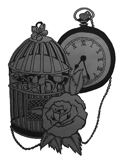 Pocket Watch With Roses Drawing
