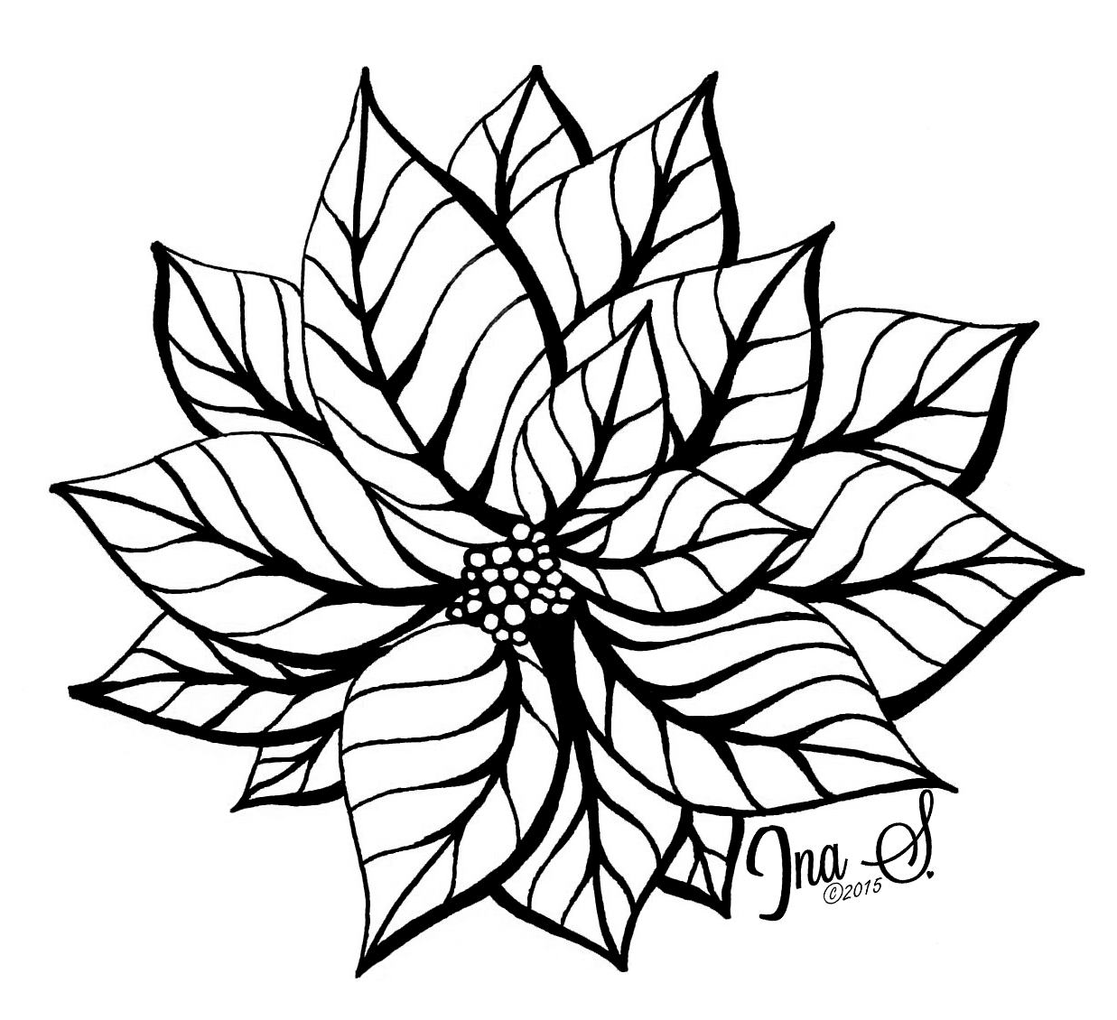 1237x1130 How To Draw Poinsettia Ina's Tangles