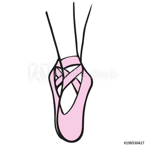 500x500 Pink Pointe Shoes, Hand Drawing Vector Illustration Sketch