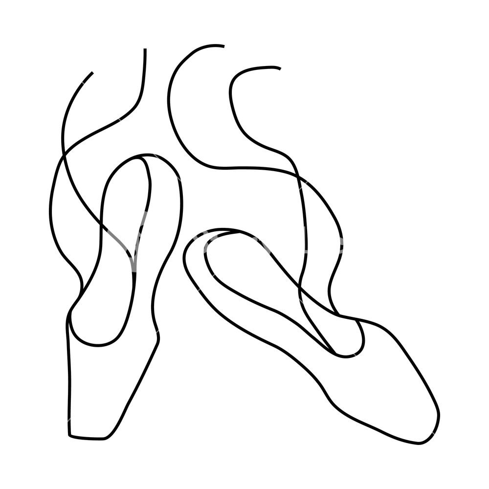 1000x1000 Ballet Pointe Shoes Icon In Outline Style On A White Background