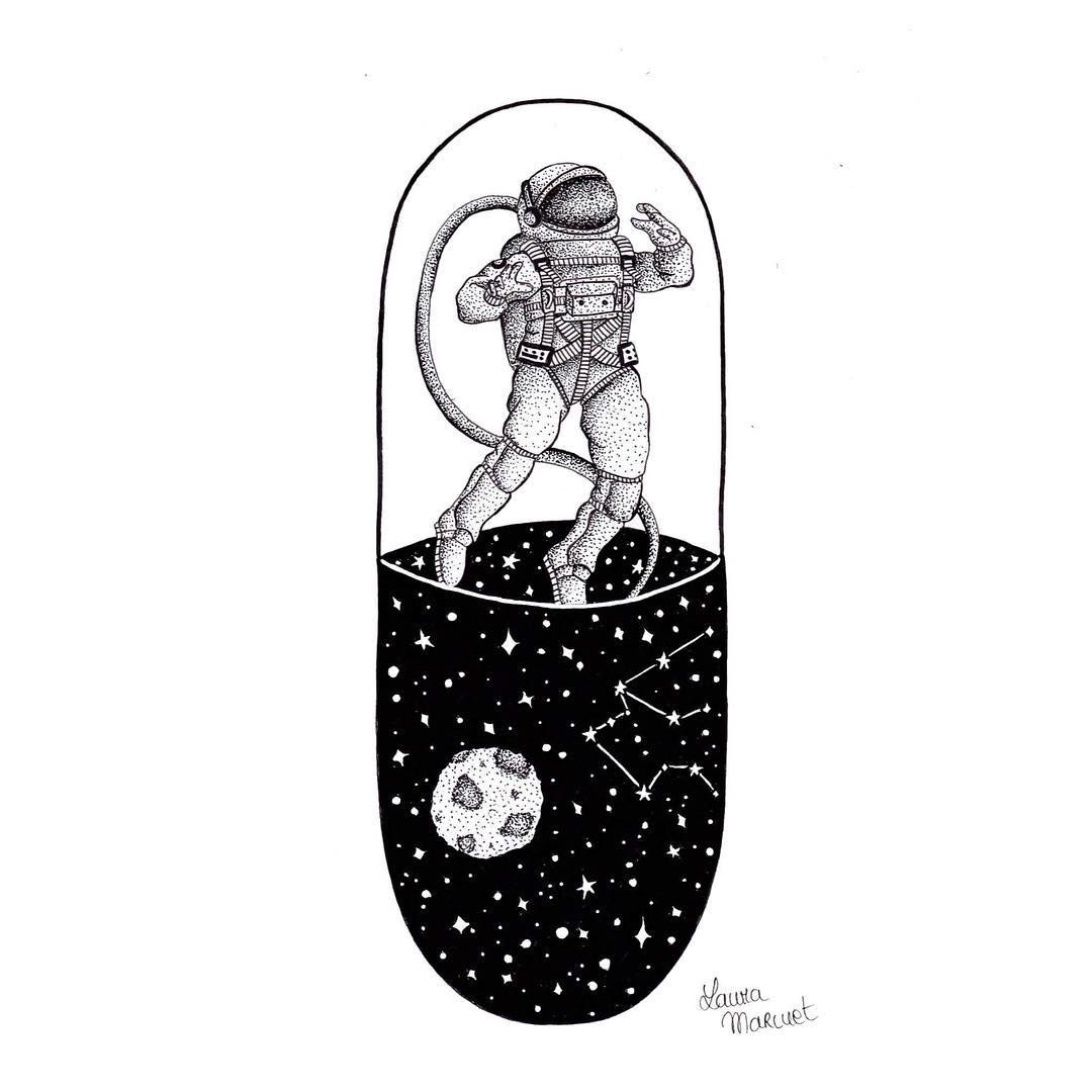 1080x1080 Astronaut Drawing Pointillism For Free Download