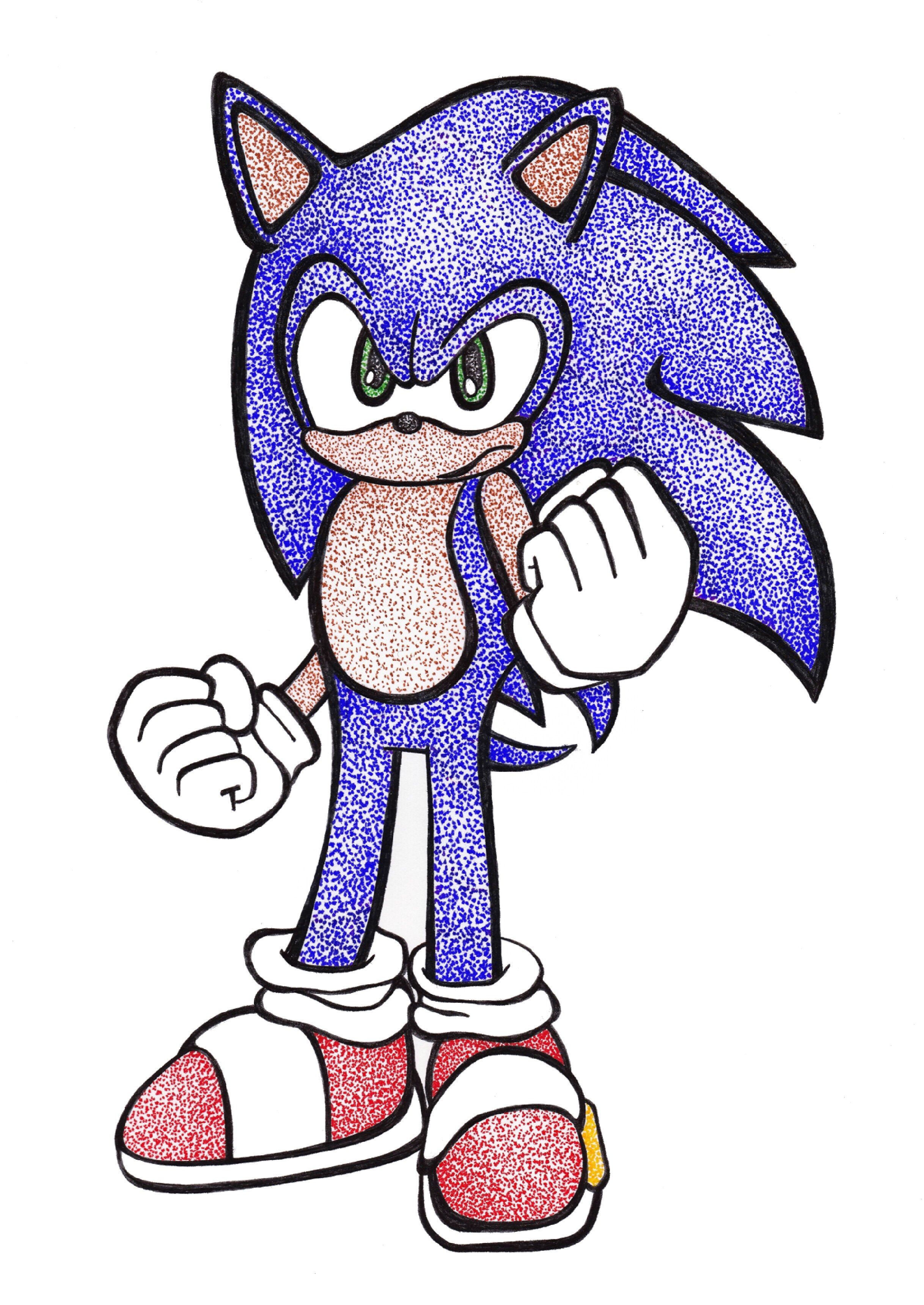 2436x3442 Sonic Art Sonicthehedgehog Pointillism Drawing