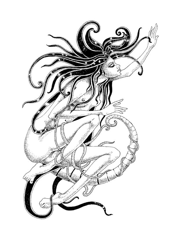 600x849 Black And White Pointillism Style Illustrations