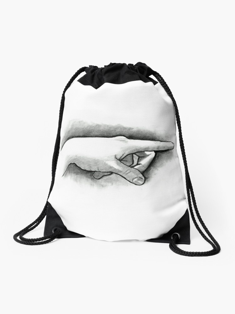 750x1000 Hand With Pointing Finger, Pencil And Charcoal Drawing Drawstring