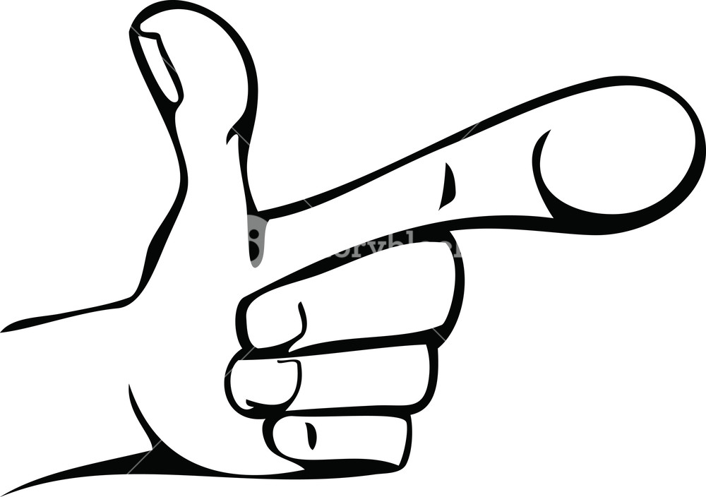 1000x704 Cartoon Line Drawing Of Human Hand Pointing Royalty Free Stock