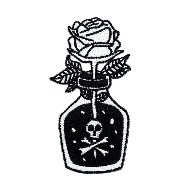 794x794 Toxic Rose Patch Poison Bottle Flower Skull And Crossbones Etsy