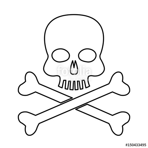 500x500 Skull Bones Danger Poison Laboratory Line Vector Illustration