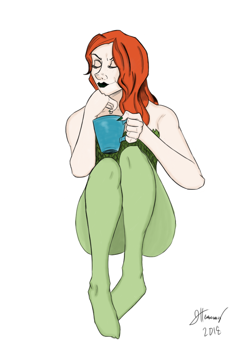 810x1160 Scoundrel Raccoon Comics Poison Ivy Sitting And Drinking Tea