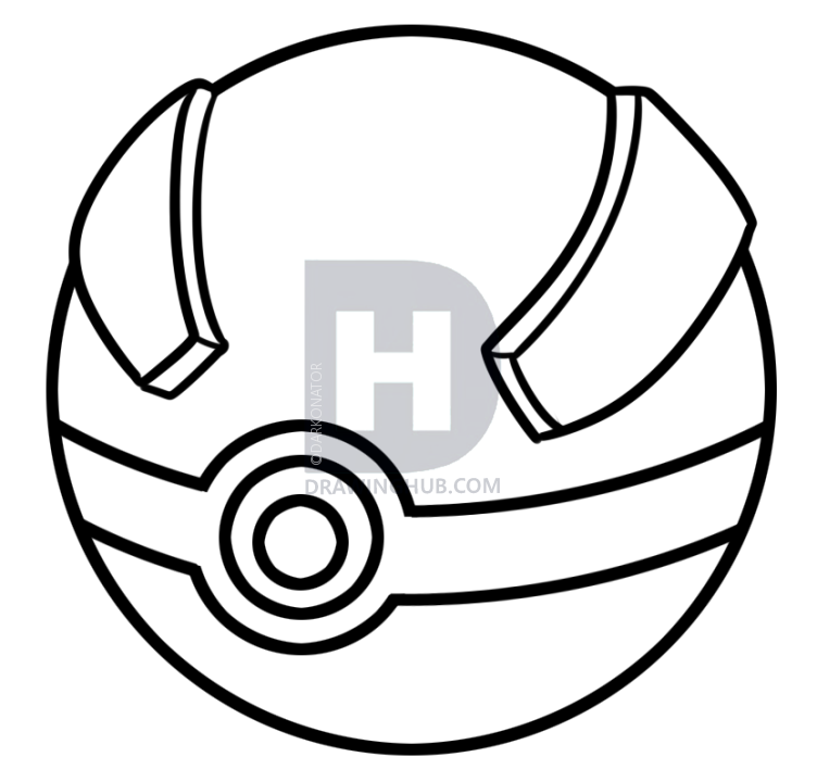 752x720 How To Draw A Great Ball From Pokemon, Step