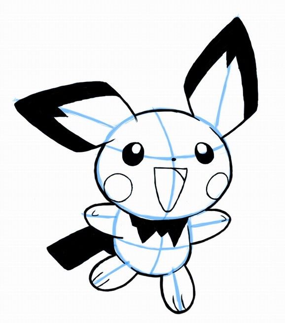 578x655 How To Draw Pichu Pokemon Step