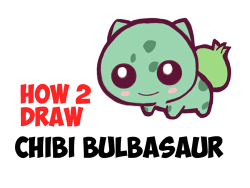 500x376 How To Draw Cute Baby Chibi Bulbasaur From Pokemon In Easy Steps