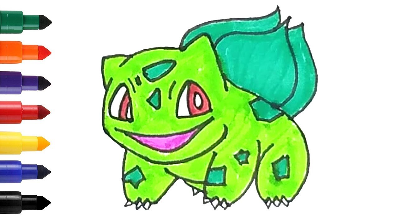 1280x720 How To Draw Pokemon Bulbasaur Easy Cartoon Drawing And Coloring