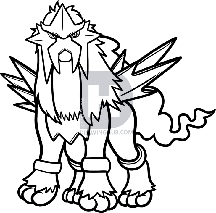 730x720 How To Draw Entei, Pokemon, Step