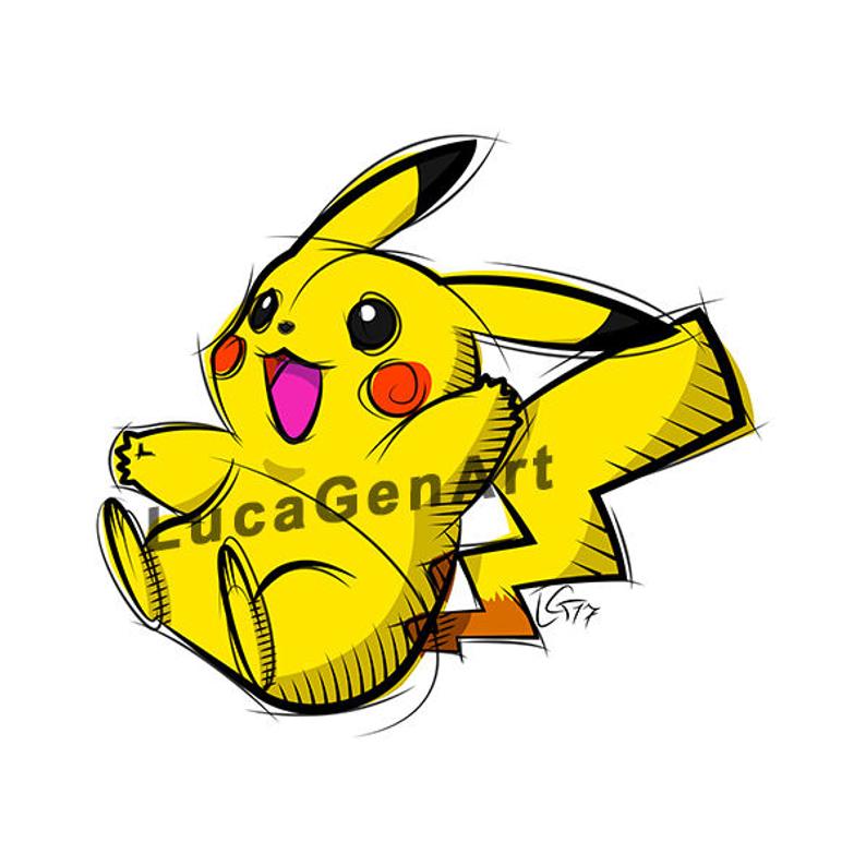 794x794 Pikachu Pokemon Digital Drawing Instant Download Decoration Etsy