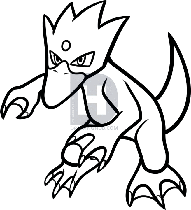 655x720 How To Draw Golduck, Pokemon, Step