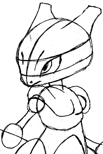 350x522 How To Draw Mewtwo From Pokemon With Easy Step