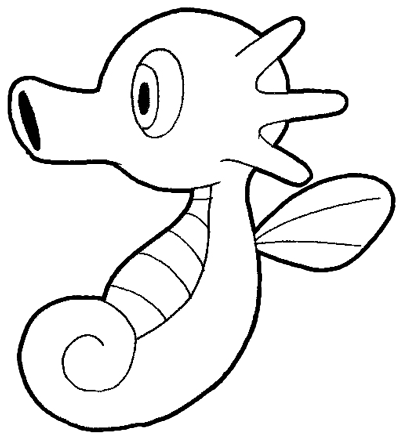 400x442 How To Draw Horsea From Pokemon With Simple Step